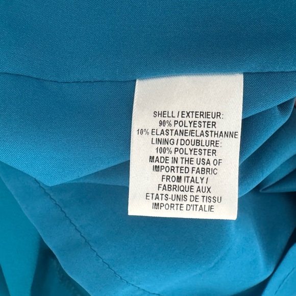 Milly Teal Long Sleeve Split Neck Mini Dress Puff Sleeve Cocktail Party Size 8 - Picture 12 of 12